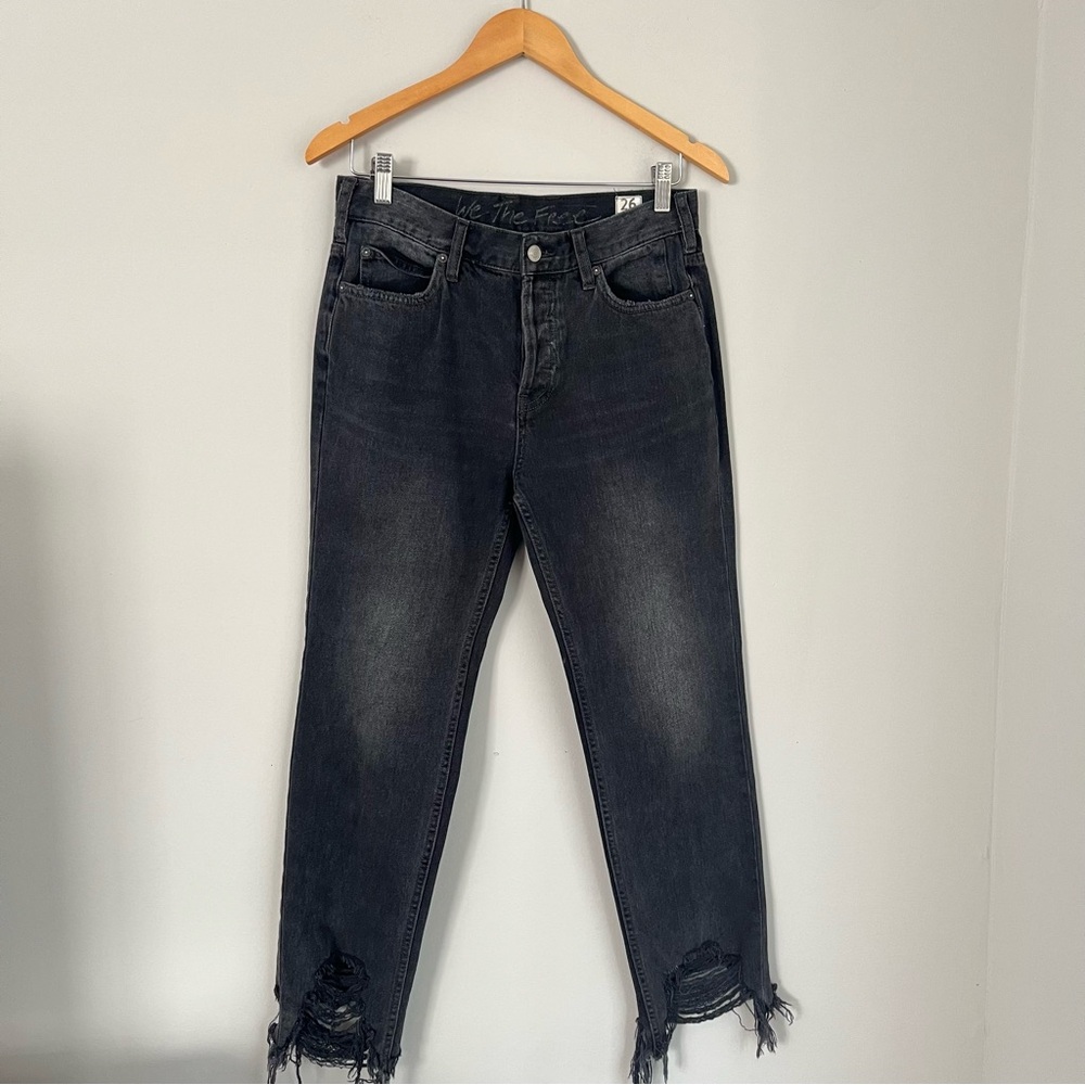 We The Free Black High Rise Straight Leg Jeans Size 26